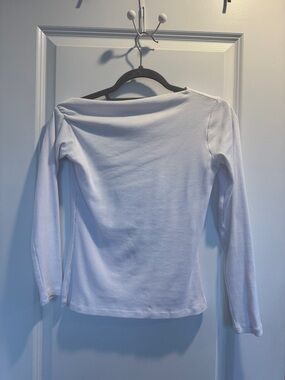 Women’s White Long Sleeve Boatneck Top